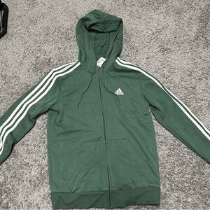 Adidas Forest Green Zip-Up with White Accents